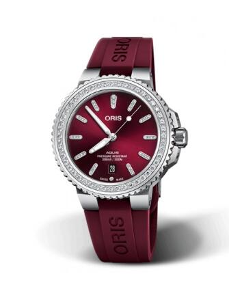Oris Aquis Date Diamonds 41.5 Stainless Steel Red Rubber Replica Watch 01 733 7766 4998-07 4 22 68FC